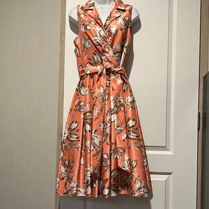 Jessica Howard Orange Floral Midi Dress